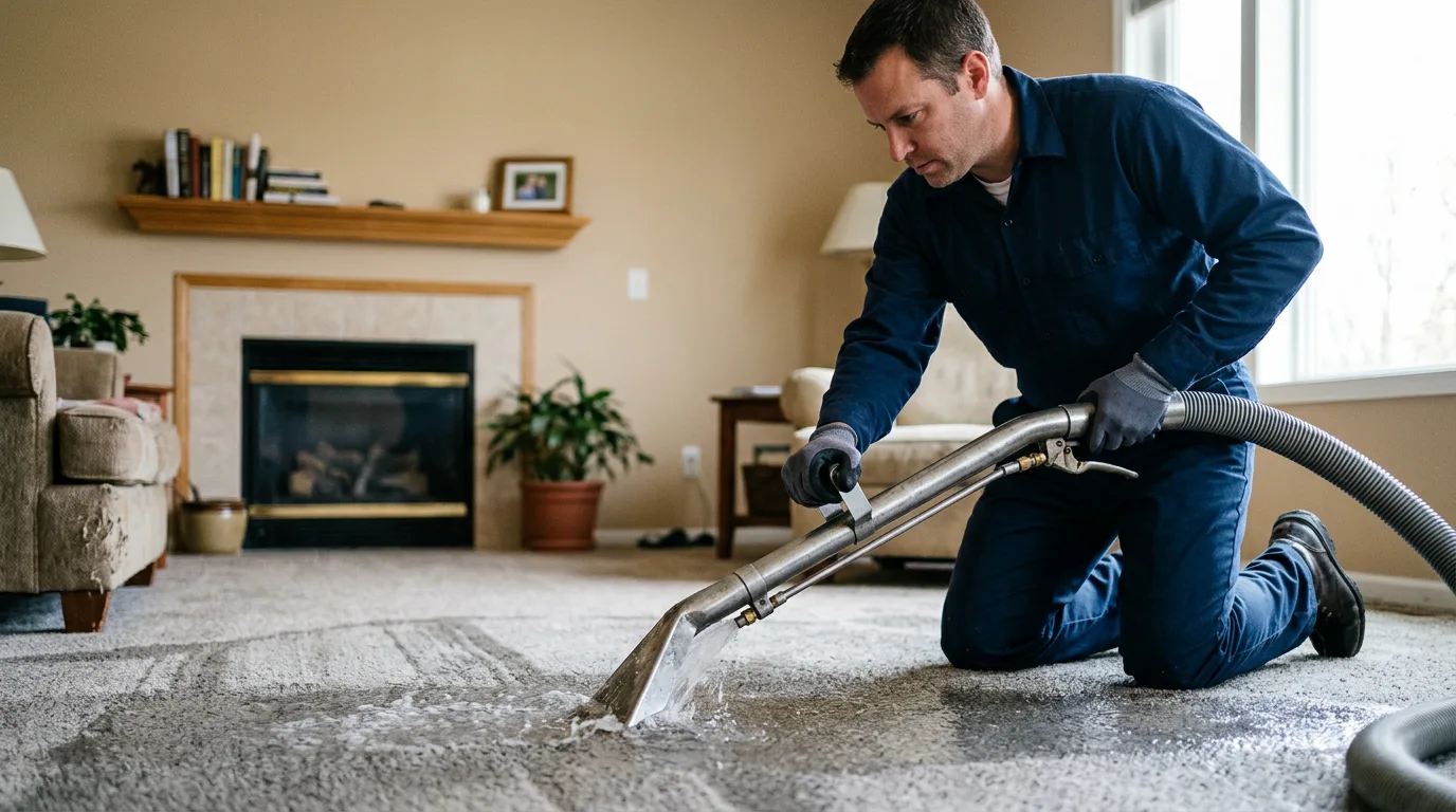 Water damage restoration technician working near Rye, NY
